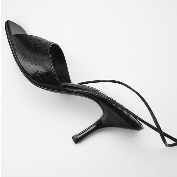 ZARA TIED HIGH-HEEL SANDALS THIN STRAPS TO TIE AROUND ANKLE THIN HEEL - Picture 3 of 9